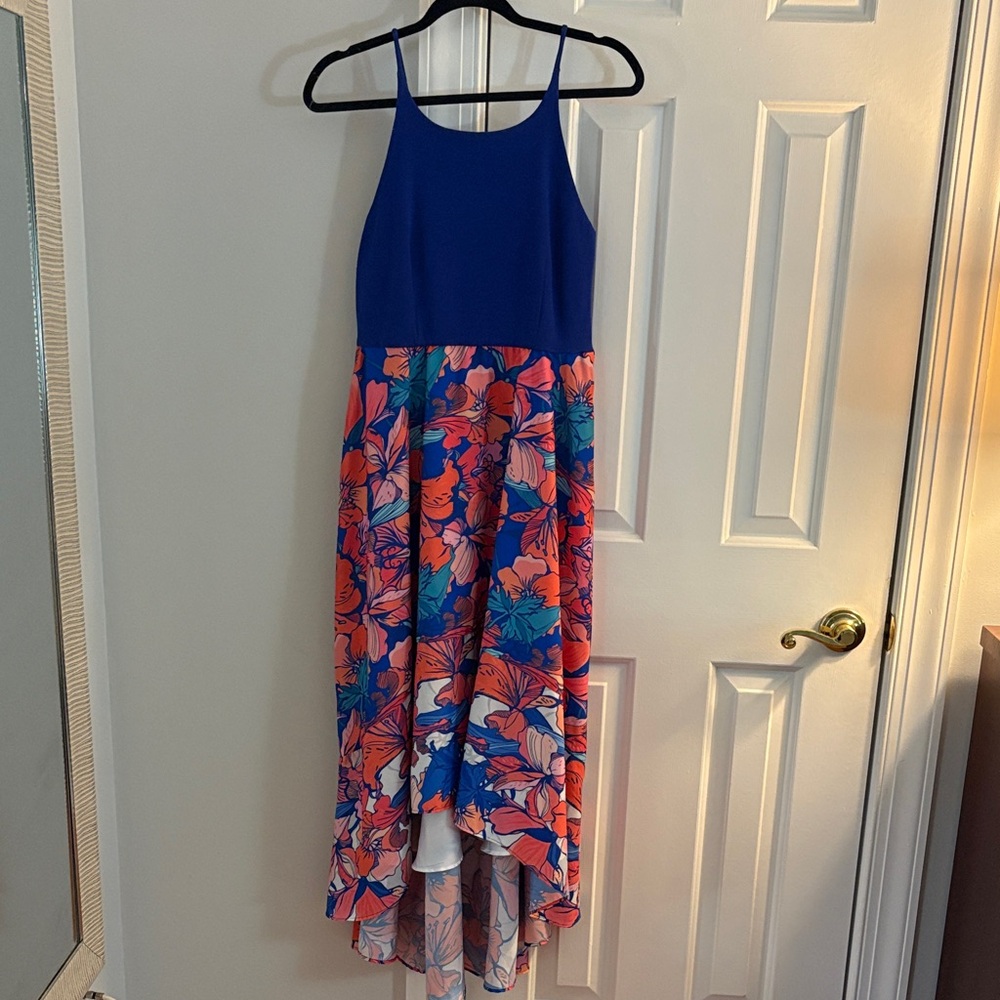 Hutch Blue and Floral High Low Dress